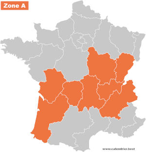 Carte de la zone scolaire A - Académie de Clermont-Ferrand 