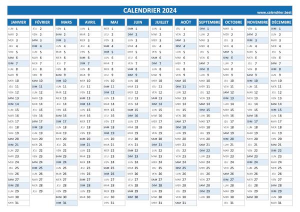 Calendrier mensuel 2024, agenda 2 pages, calendrier sur 12 mois, PDF en un  coup d'oeil sur le mois, portrait/vertical, imprimable/numérique, A4/A5/Lettre  -  France