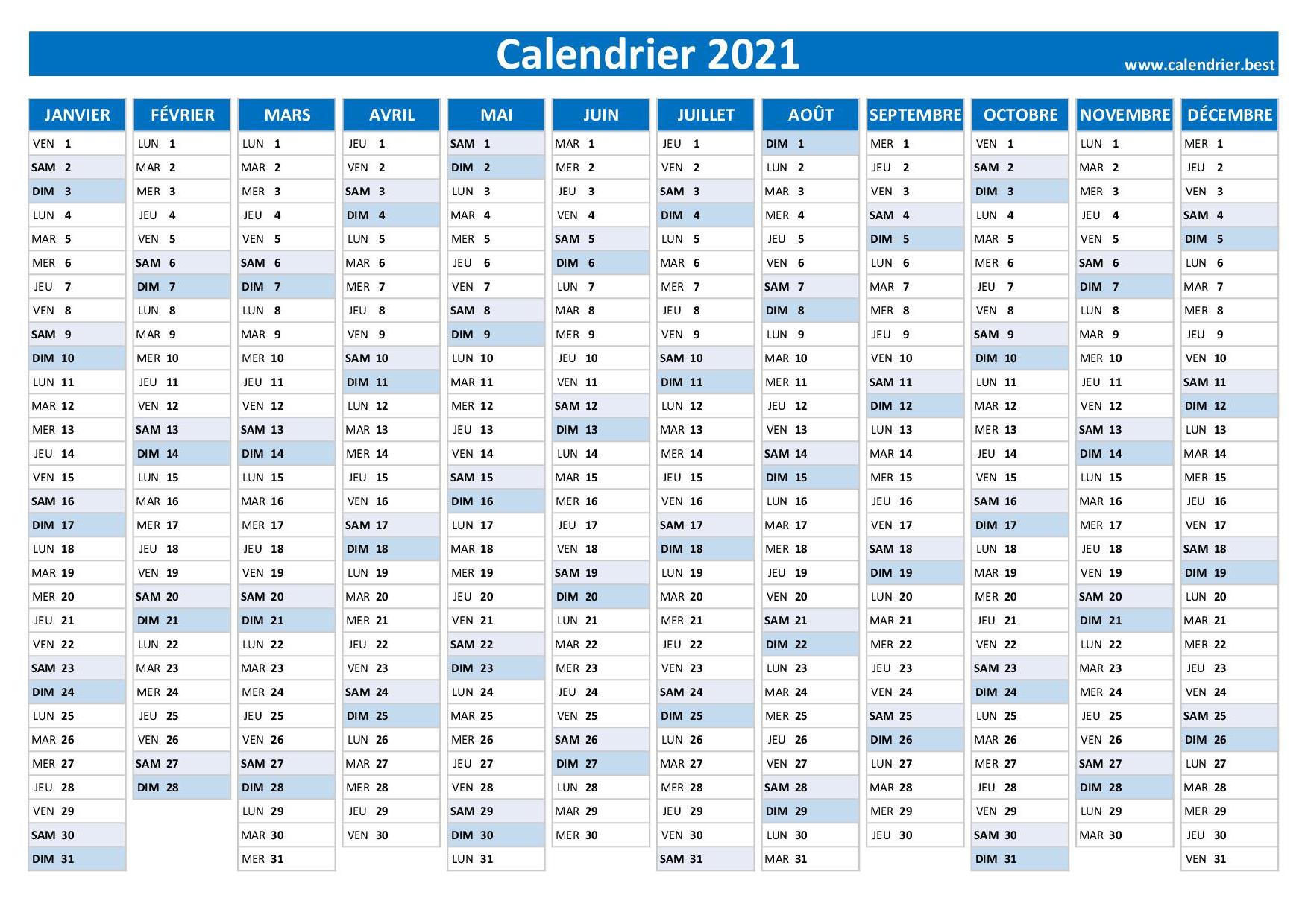 Calendrier 2020 vierge à imprimer -Calendrier.best