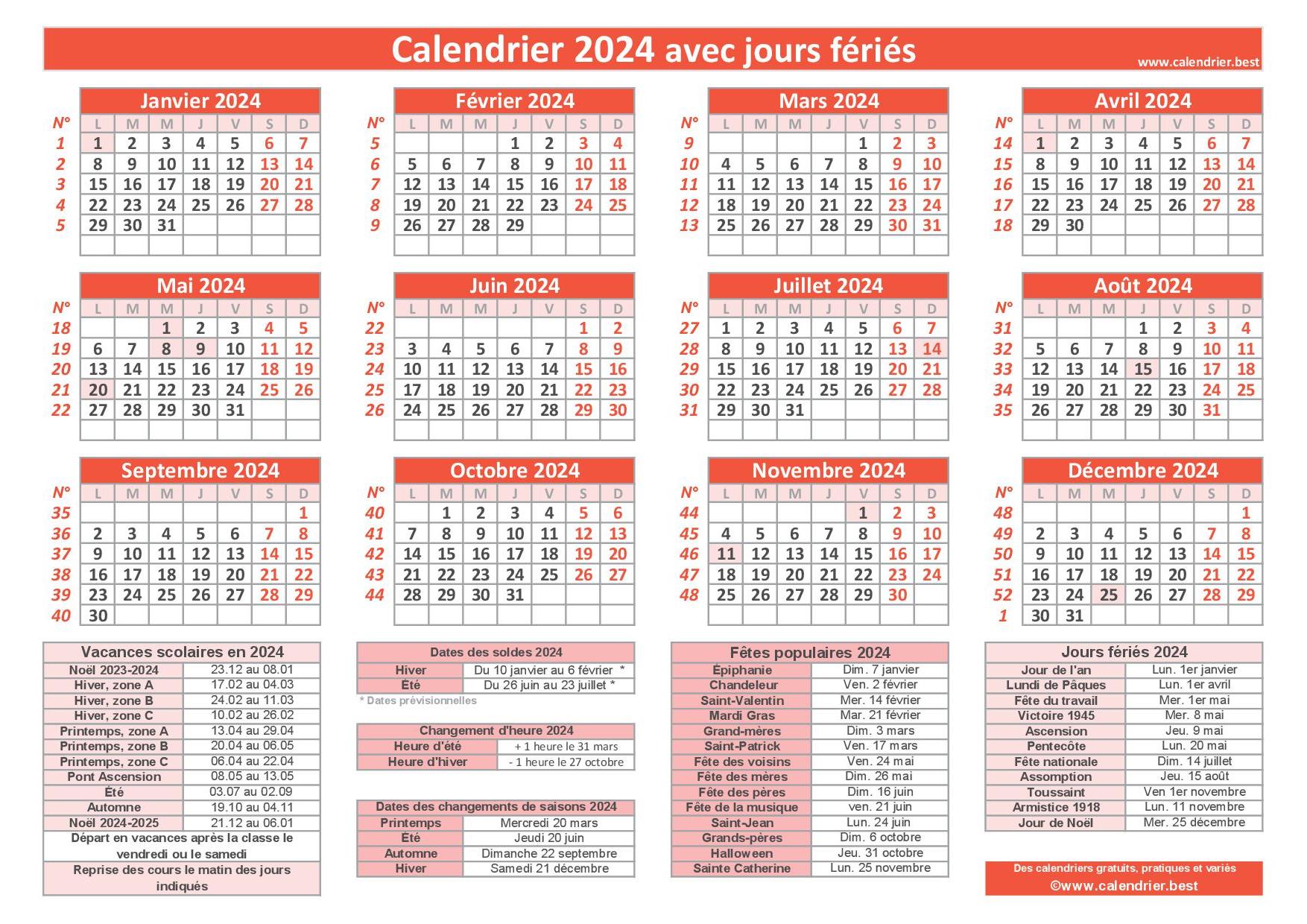 Quel calendrier 2024 choisir ?