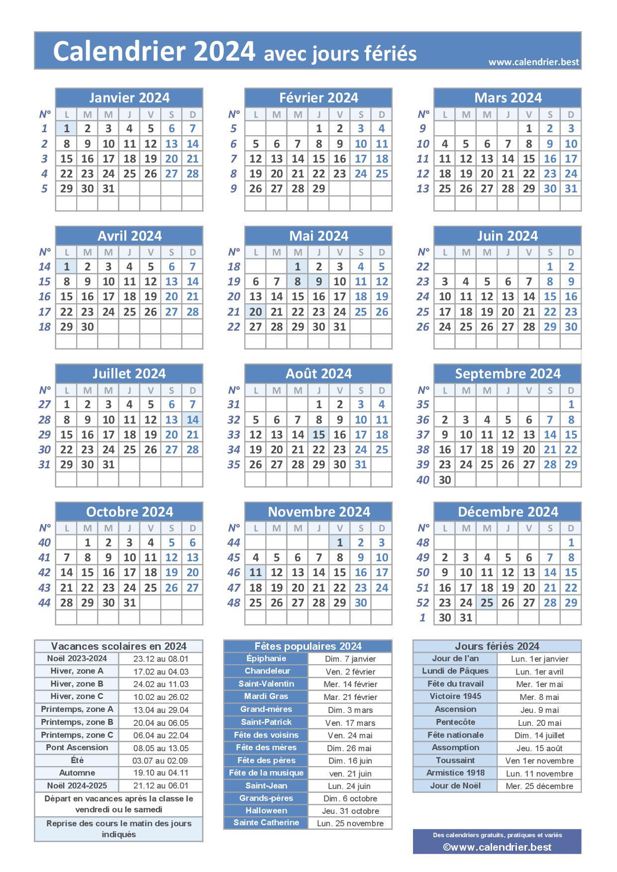 Calendrier 2024