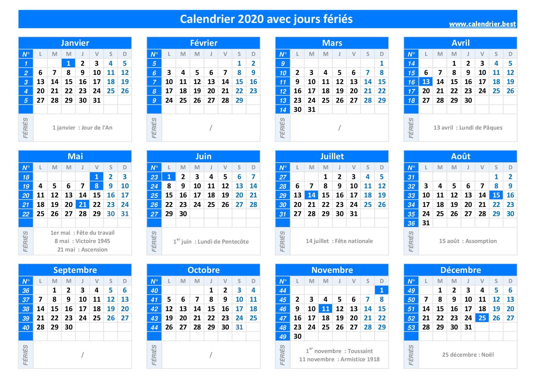 Jours Fériés 2020 En France Dates Et Calendrier