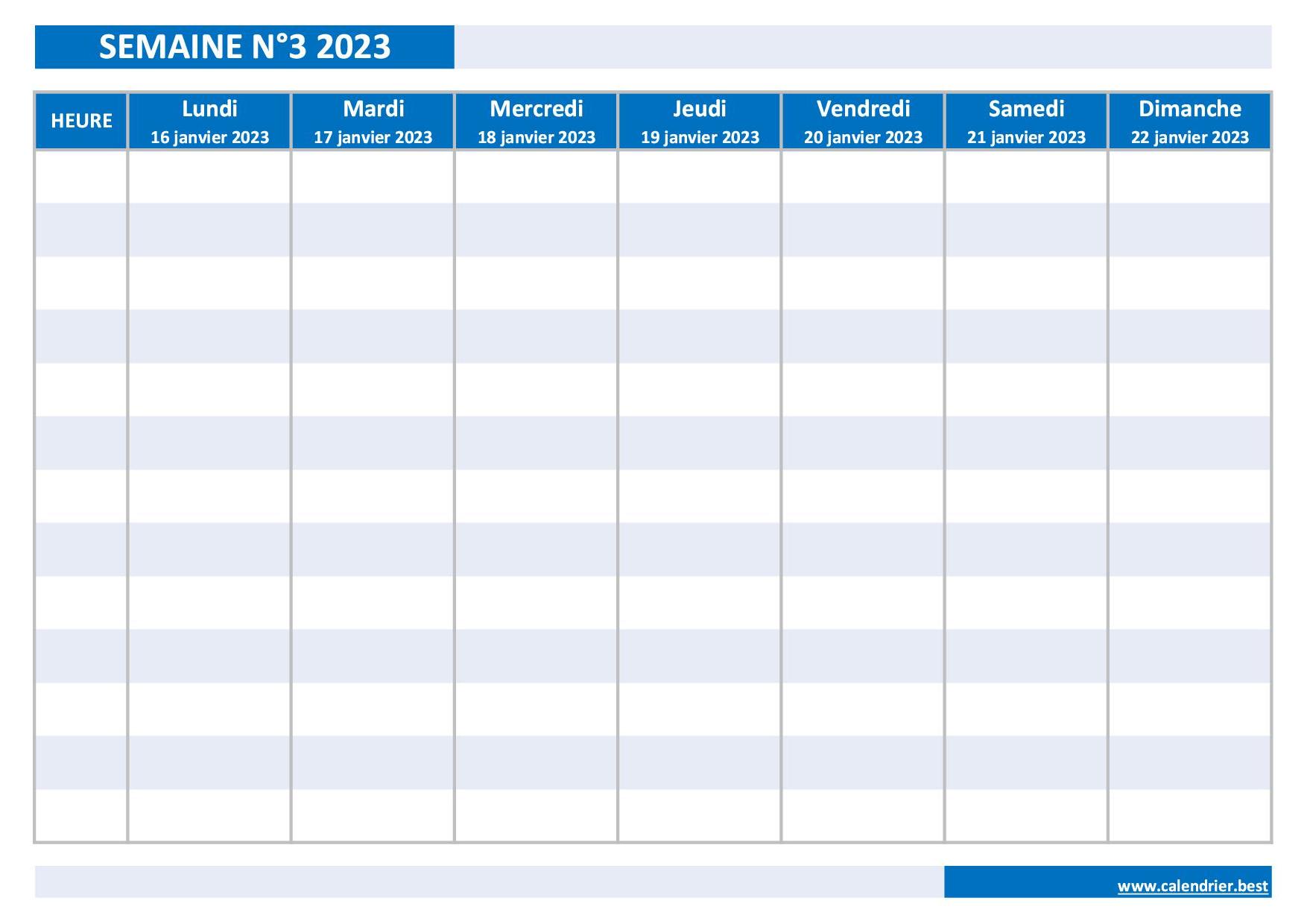 Planning : Tableau annuel, hebdomadaire et journalier