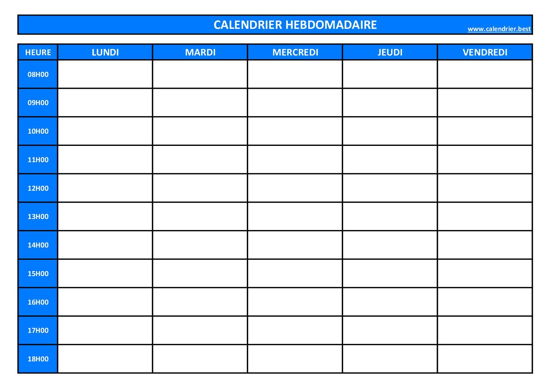 Semainier à imprimer -Calendrier.best