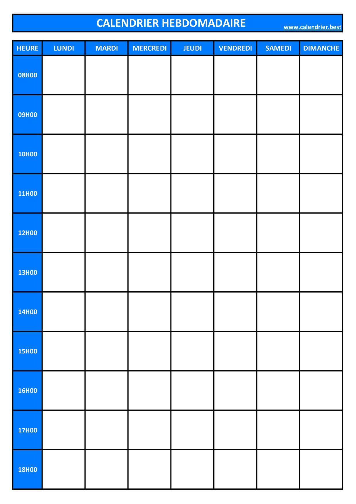 Planning - Semainier pour planifier les horaires de la semaine à