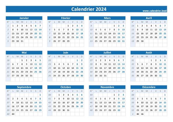 Agenda Semainier 2024: Planificateur hebdomadaire