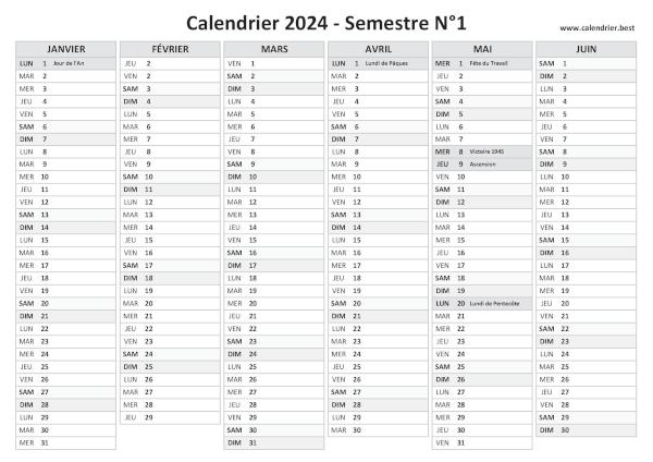 Agenda 2024 1er Semestre: Du 01 janvier 2024 à 30 Juin 2024