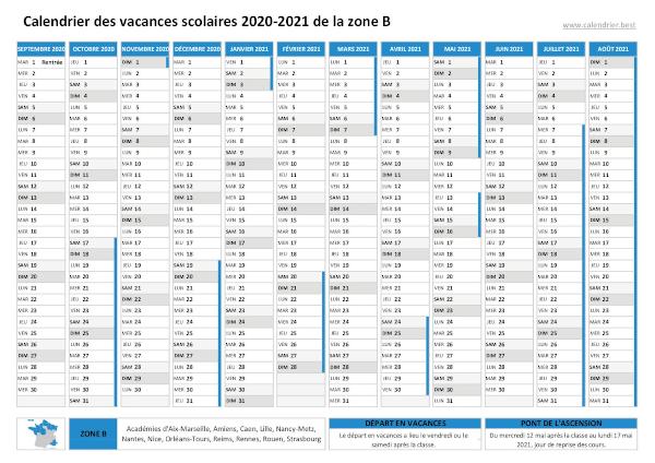 Vacances Scolaires Zone B Calendrier Scolaire 2020 2021 2022