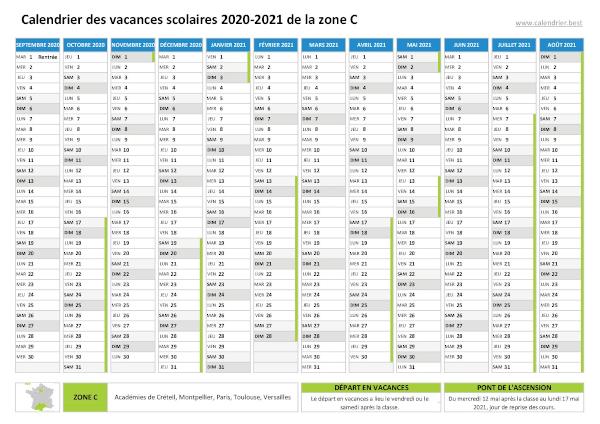 Calendrier scolaire 2020-2021 à imprimer - Pdf