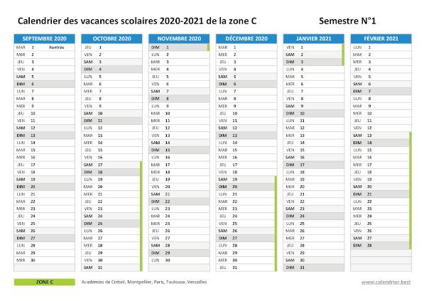 Calendrier scolaire 2020-2021 à imprimer - Pdf