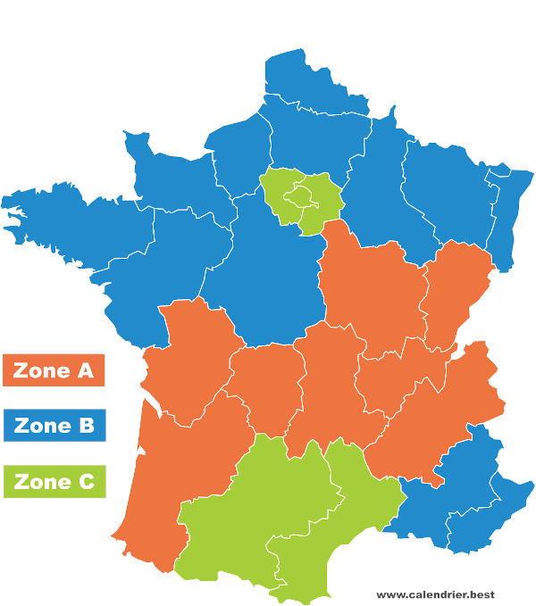 Zones vacances scolaires 2020-2021