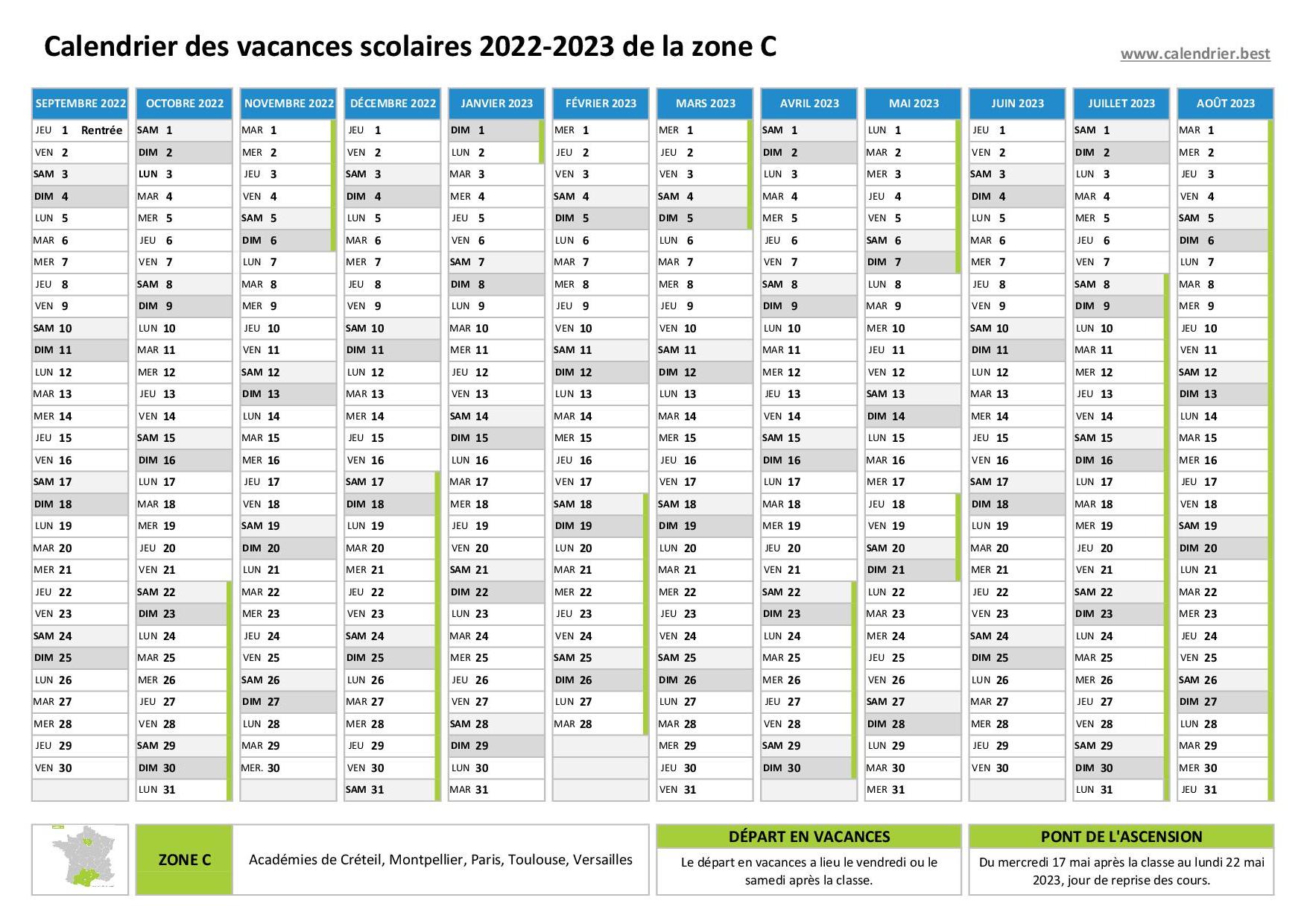 Vacances scolaires 2022 2023 Montpellier : dates et calendrier scolaire 2022 -2023